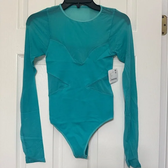 Free People All An Illusion Turquoise Bodysuit - Size XS / S - Picture 5 of 11